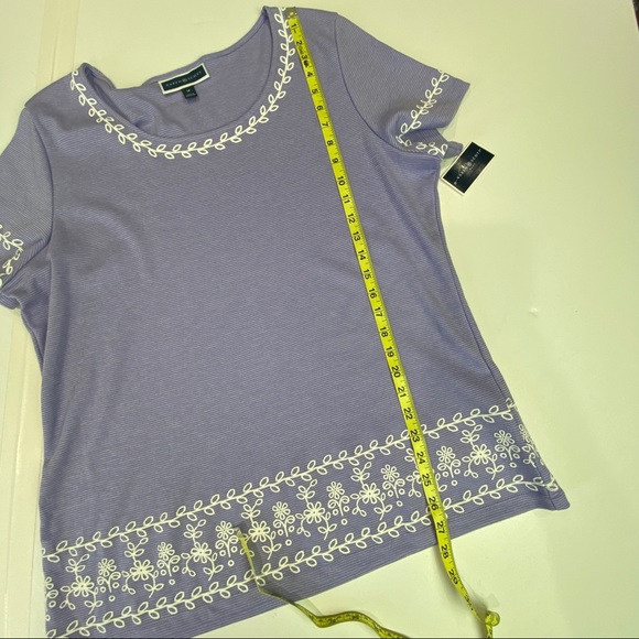 NWT Sz 1X Karen Scott purple tee with white detail - Picture 9 of 10